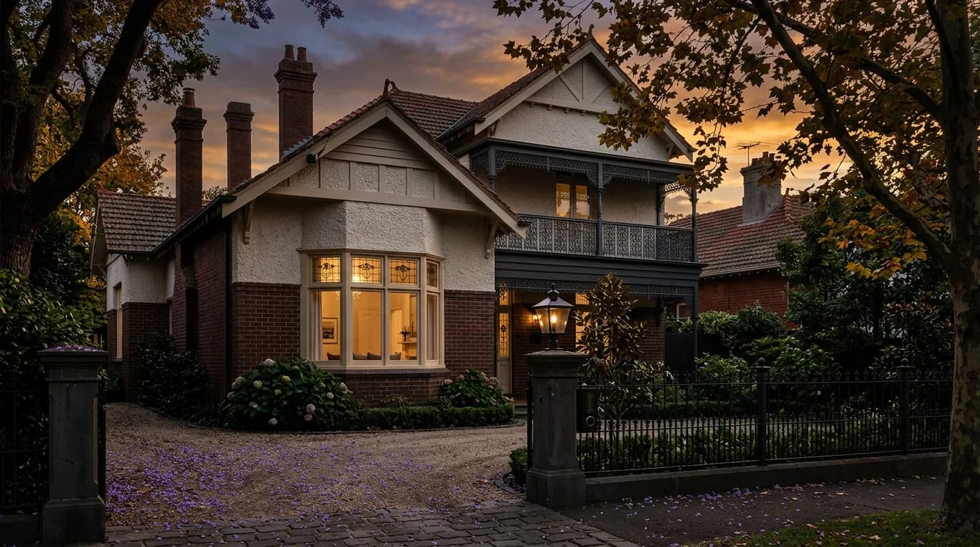 Kew heritage Edwardian renovation at golden hour